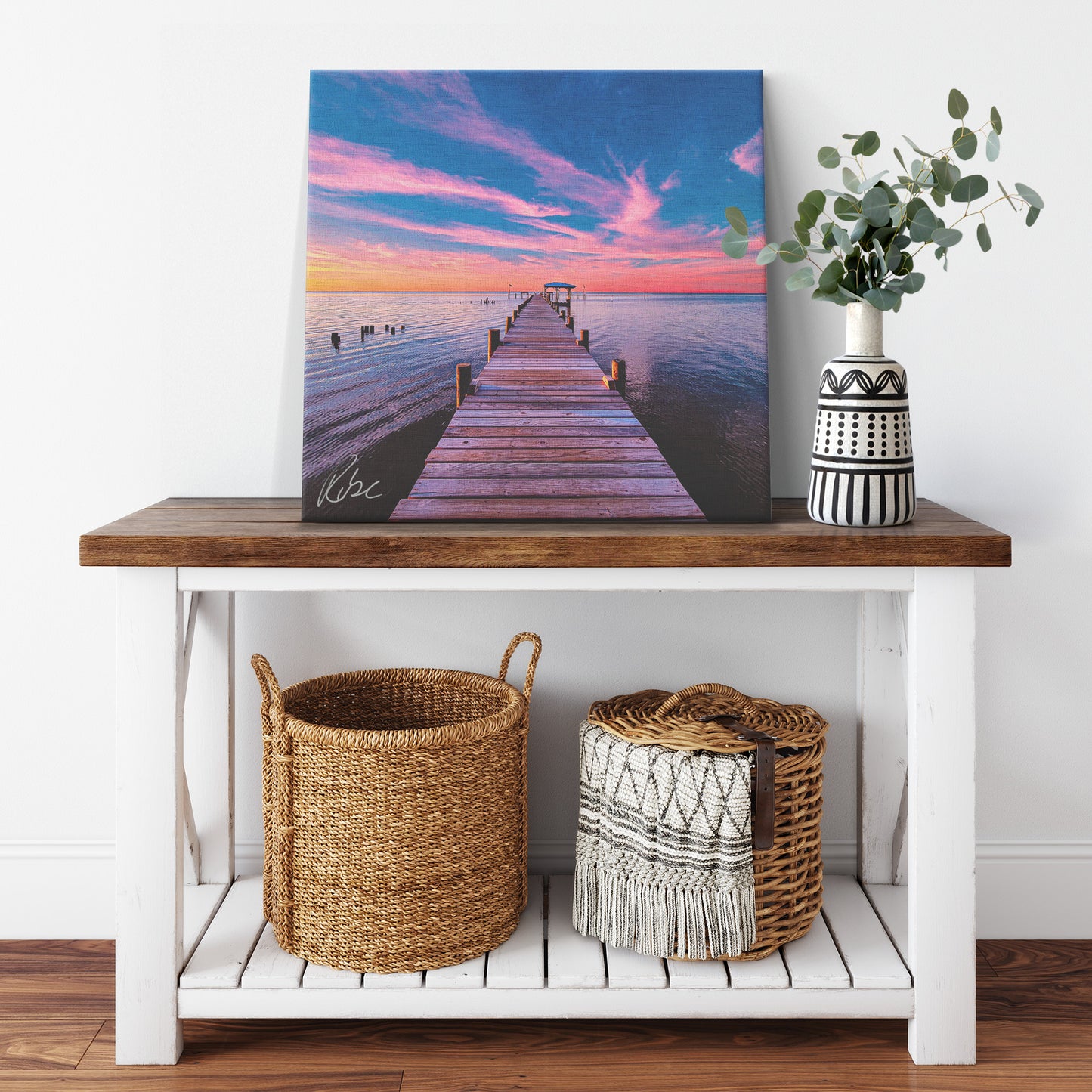 Fairhope American Legion Pier Sunset - Canvas Photo Wrap