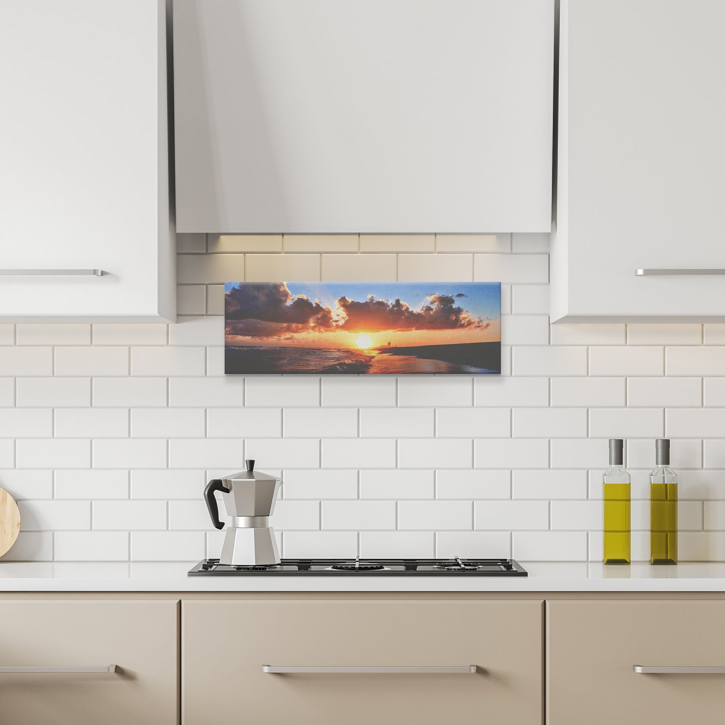 Orange Beach Sunset - Panorama Canvas Photo Wrap