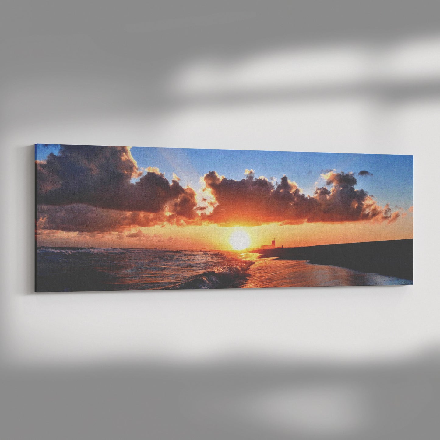 Orange Beach Sunset - Panorama Canvas Photo Wrap