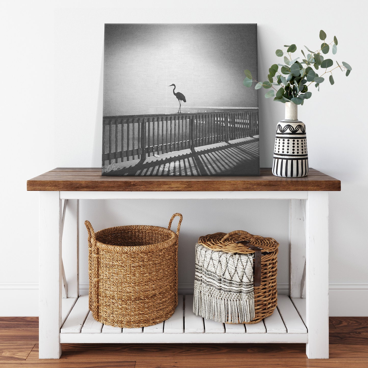 Heron at Night - Canvas Photo Wrap
