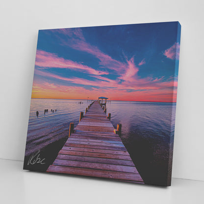 Fairhope American Legion Pier Sunset - Canvas Photo Wrap