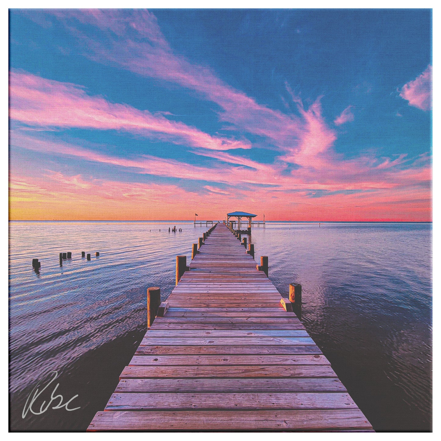 Fairhope American Legion Pier Sunset - Canvas Photo Wrap