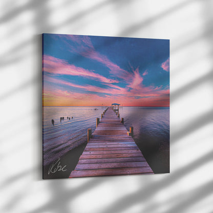 Fairhope American Legion Pier Sunset - Canvas Photo Wrap