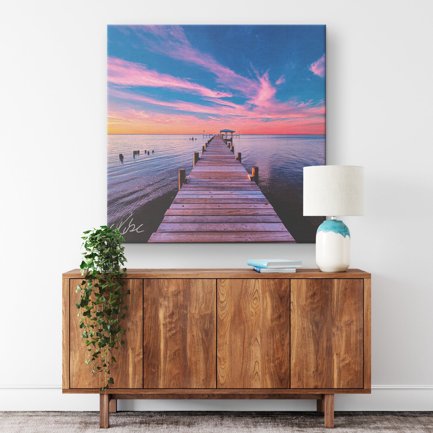 Fairhope American Legion Pier Sunset - Canvas Photo Wrap