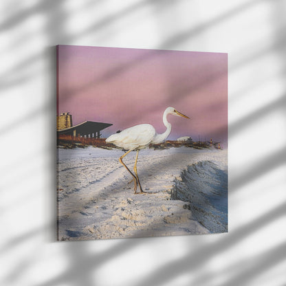 Gulf Shores Heron - Canvas Photo Wrap