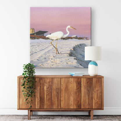 Gulf Shores Heron - Canvas Photo Wrap