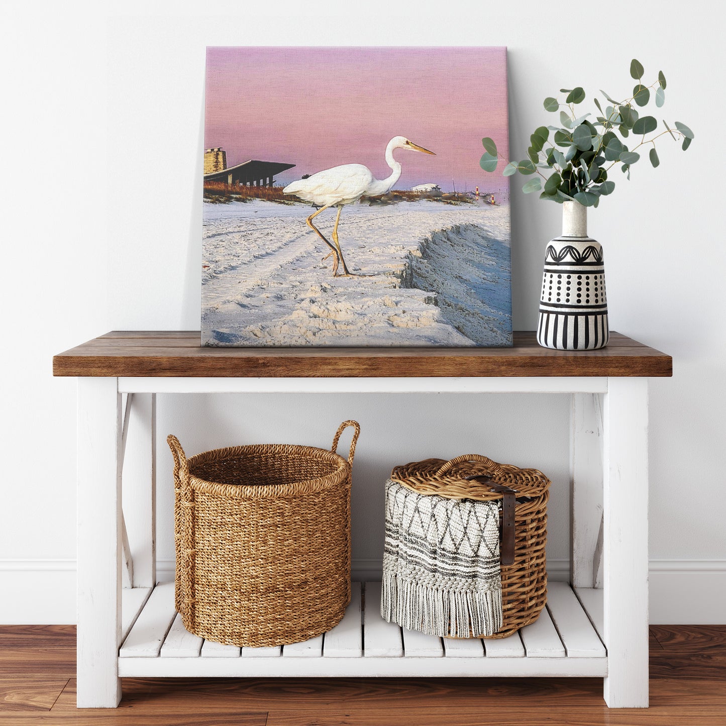 Gulf Shores Heron - Canvas Photo Wrap