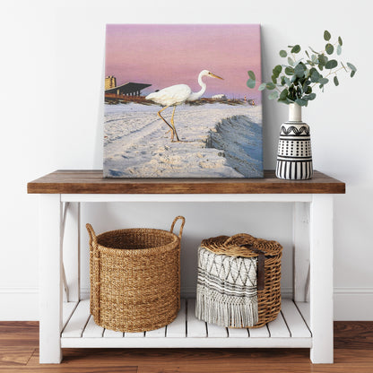 Gulf Shores Heron - Canvas Photo Wrap