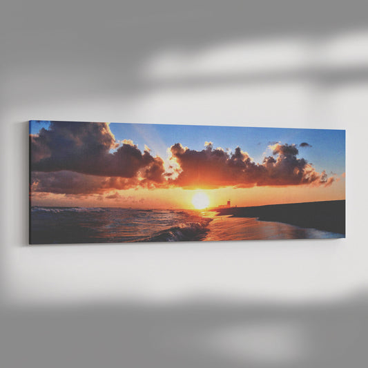 Orange Beach Sunset - Panorama Canvas Photo Wrap