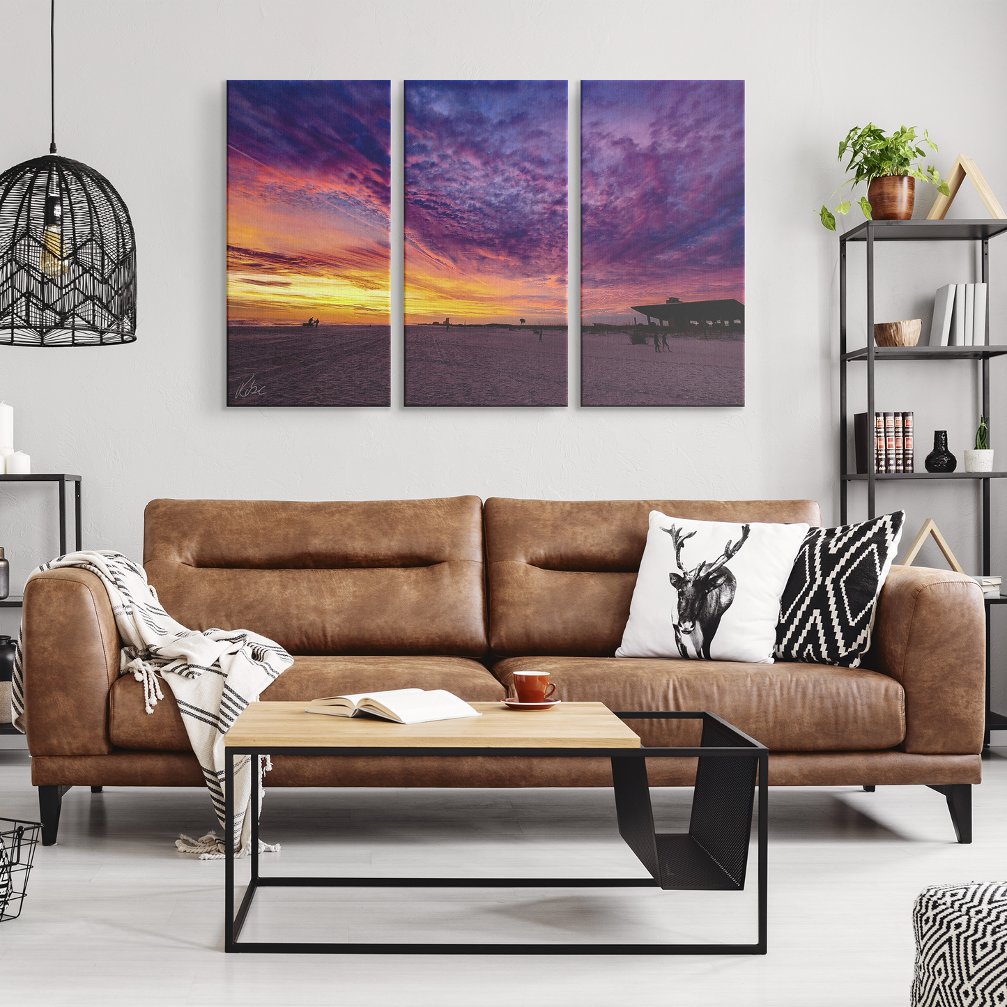 Gulf Shores Sunset - Purple Haze - Three (3) Panel Canvas Set