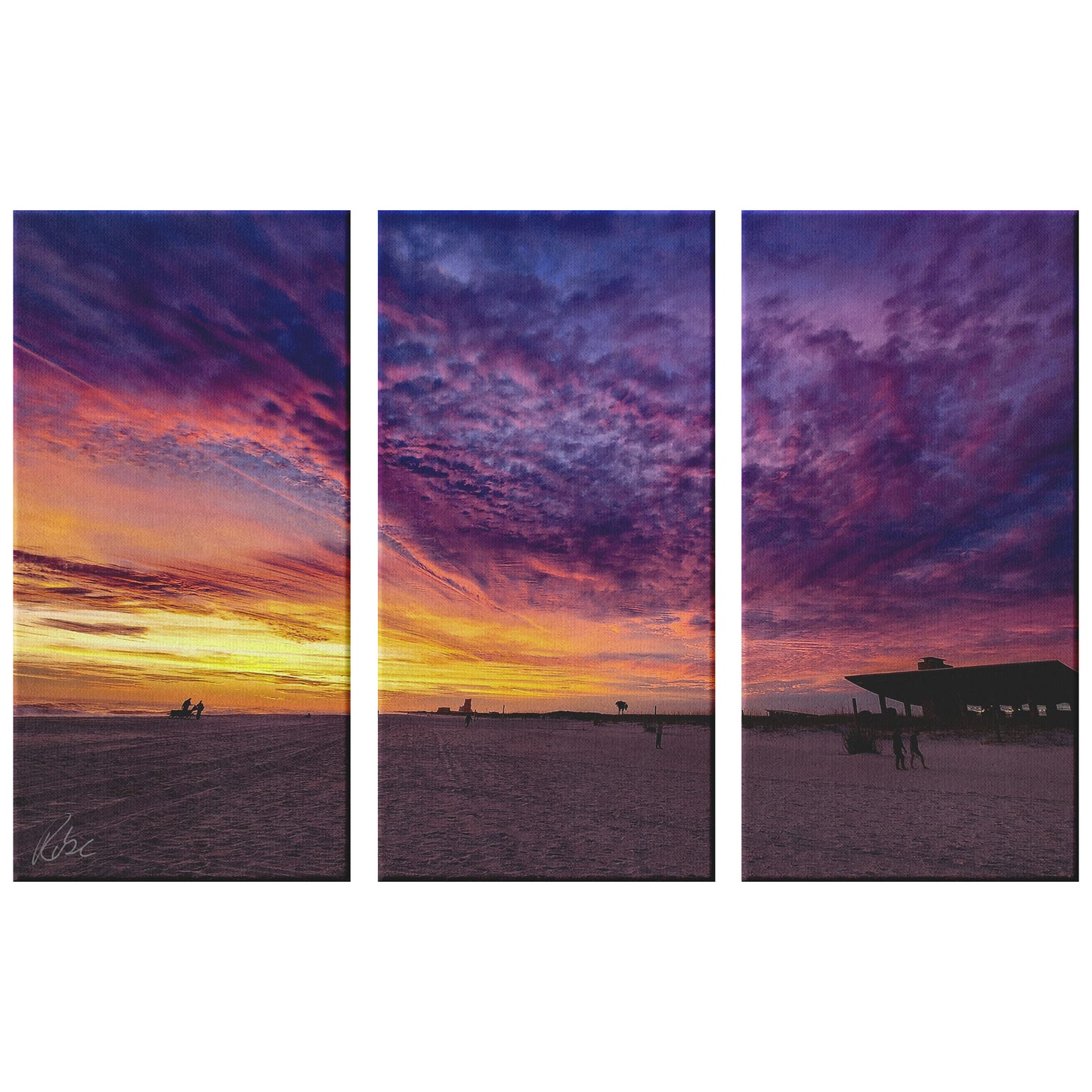 Gulf Shores Sunset - Purple Haze - Three (3) Panel Canvas Set