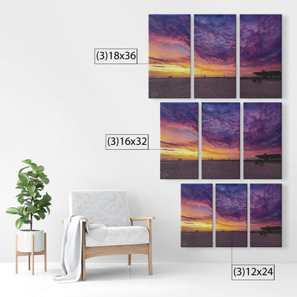 Gulf Shores Sunset - Purple Haze - Three (3) Panel Canvas Set