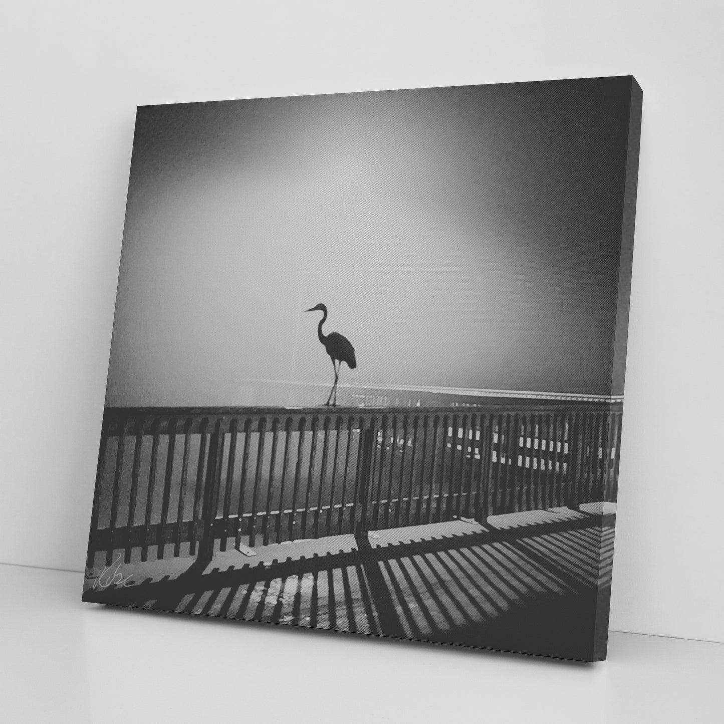 Heron at Night - Canvas Photo Wrap