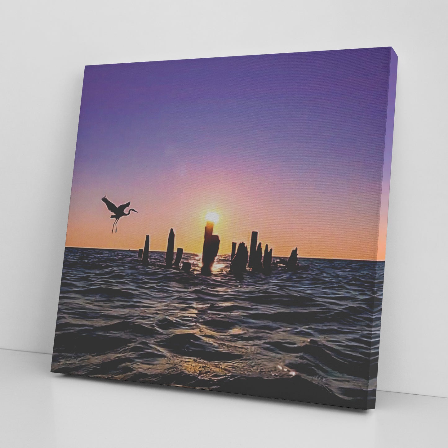 Heron on Final Approach - Canvas Photo Wrap