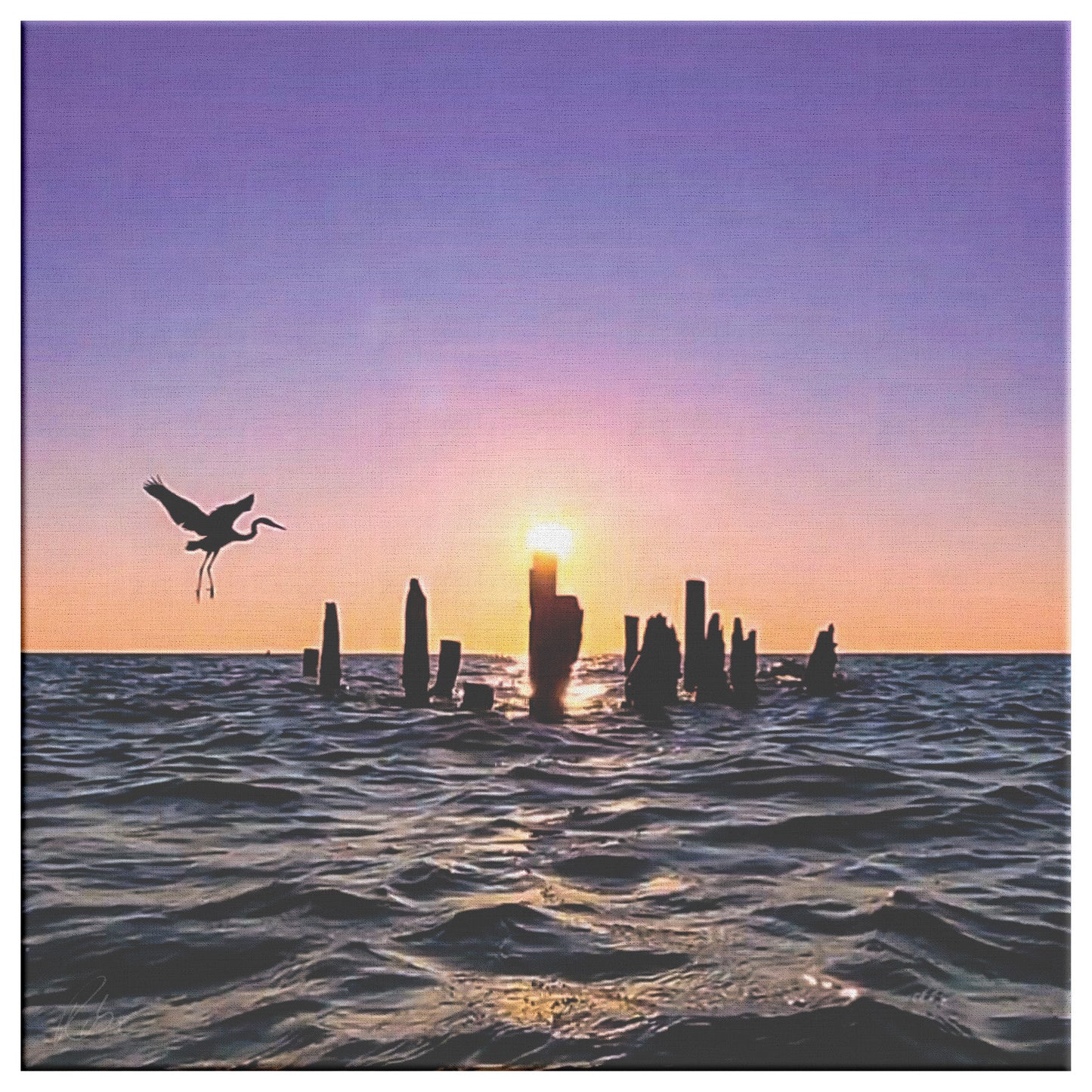 Heron on Final Approach - Canvas Photo Wrap