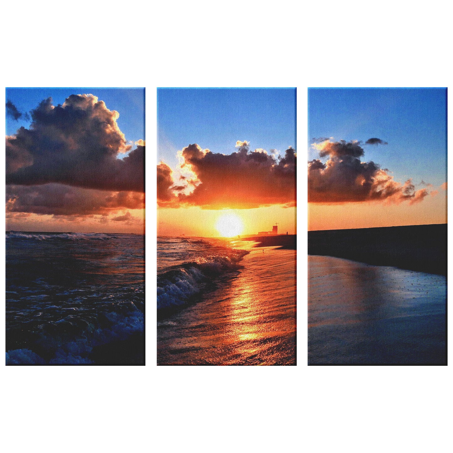 Orange Beach Sunset - 3 Panel Canvas Set