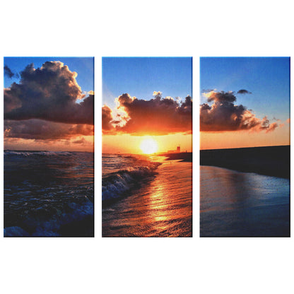 Orange Beach Sunset - 3 Panel Canvas Set