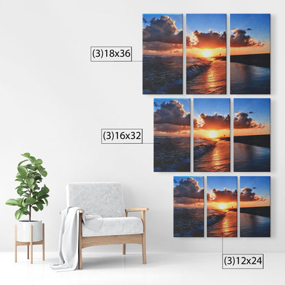 Orange Beach Sunset - 3 Panel Canvas Set