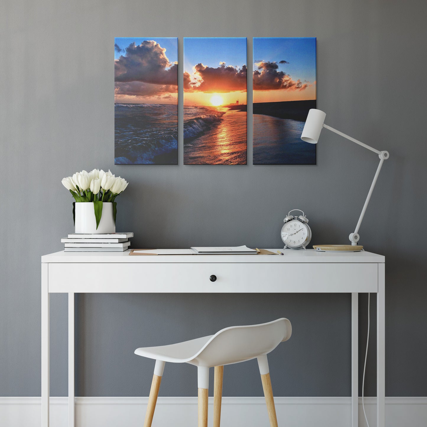 Orange Beach Sunset - 3 Panel Canvas Set